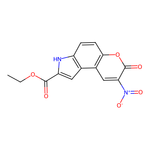 Ethyl 8-nitro-7-oxo-3,7-dihydropyrano[3,2-e]indole-2-carboxylate structure