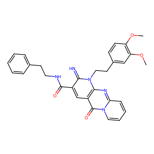 1-[2-(3,4-dimethoxyphenyl)ethyl]-2-imino-5-oxo-N-(2-phenylethyl)-1,5-dihydro-2H-dipyrido[1,2-a:2',3'-d]pyrimidine-3-carboxamide structure