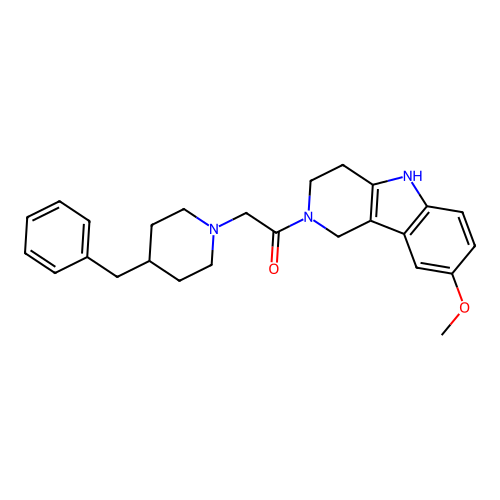2-(4-benzylpiperidin-1-yl)-1-(8-methoxy-1,3,4,5-tetrahydro-2H-pyrido[4,3-b]indol-2-yl)ethanone structure
