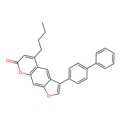 3-(4-biphenylyl)-5-butyl-7H-furo[3,2-g]chromen-7-one structure