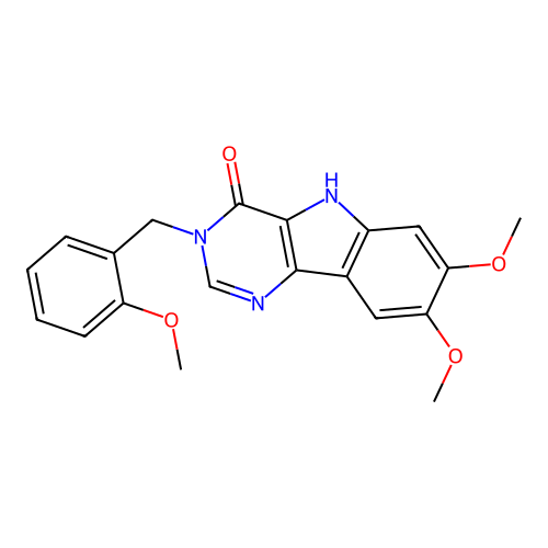 7,8-dimethoxy-3-(2-methoxybenzyl)-3H-pyrimido[5,4-b]indol-4(5H)-one structure