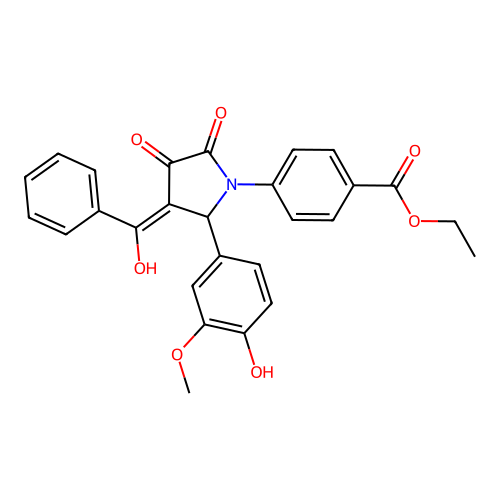ethyl 4-(3-benzoyl-4-hydroxy-2-(4-hydroxy-3-methoxyphenyl)-5-oxo-2,5-dihydro-1H-pyrrol-1-yl)benzoate structure