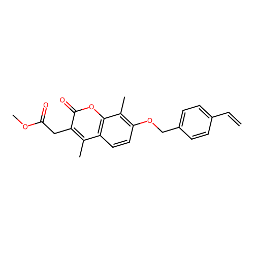 methyl {7-[(4-ethenylbenzyl)oxy]-4,8-dimethyl-2-oxo-2H-chromen-3-yl}acetate structure