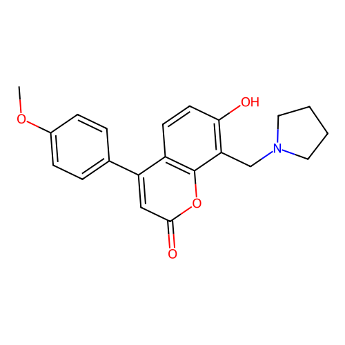 7-hydroxy-4-(4-methoxyphenyl)-8-(pyrrolidin-1-ylmethyl)-2H-chromen-2-one structure