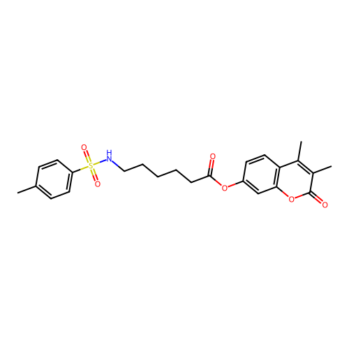 3,4-dimethyl-2-oxo-2H-chromen-7-yl 6-{[(4-methylphenyl)sulfonyl]amino}hexanoate structure