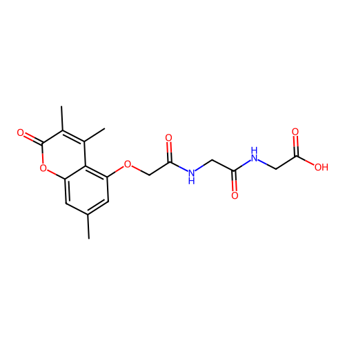 N-{[(3,4,7-trimethyl-2-oxo-2H-chromen-5-yl)oxy]acetyl}glycylglycine structure
