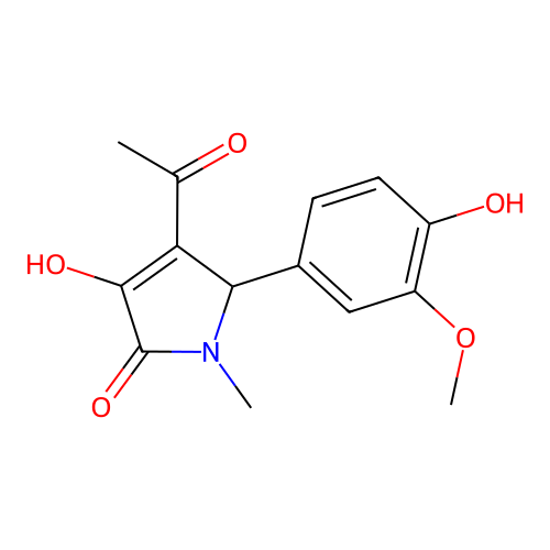 4-acetyl-3-hydroxy-5-(4-hydroxy-3-methoxyphenyl)-1-methyl-1H-pyrrol-2(5H)-one structure
