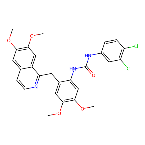1-(3,4-dichlorophenyl)-3-(2-((6,7-dimethoxyisoquinolin-1-yl)methyl)-4,5-dimethoxyphenyl)urea structure