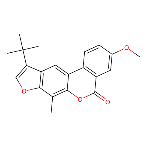 10-(tert-butyl)-3-methoxy-7-methyl-5H-benzo[c]furo[3,2-g]chromen-5-one structure