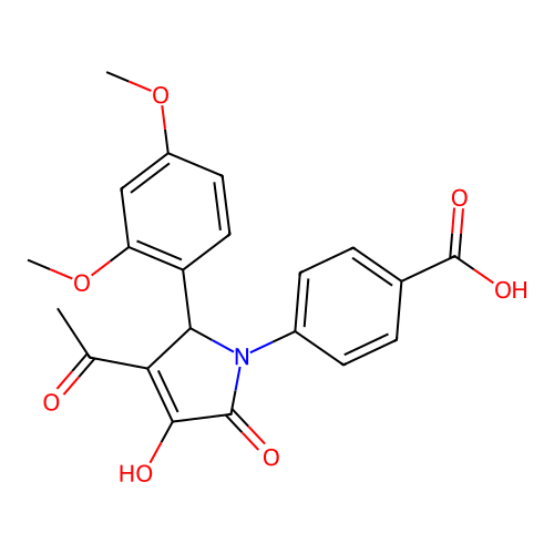 4-[3-acetyl-2-(2,4-dimethoxyphenyl)-4-hydroxy-5-oxo-2H-pyrrol-1-yl]benzoic Acid structure