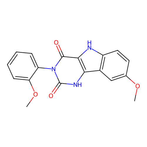 8-methoxy-3-(2-methoxyphenyl)-1H-pyrimido[5,4-b]indole-2,4(3H,5H)-dione structure