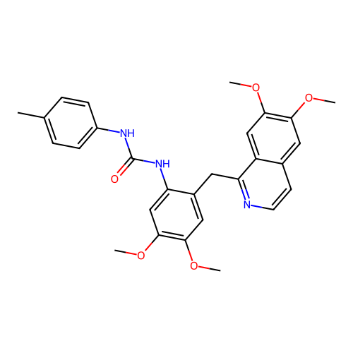 1-(2-((6,7-dimethoxyisoquinolin-1-yl)methyl)-4,5-dimethoxyphenyl)-3-(p-tolyl)urea structure