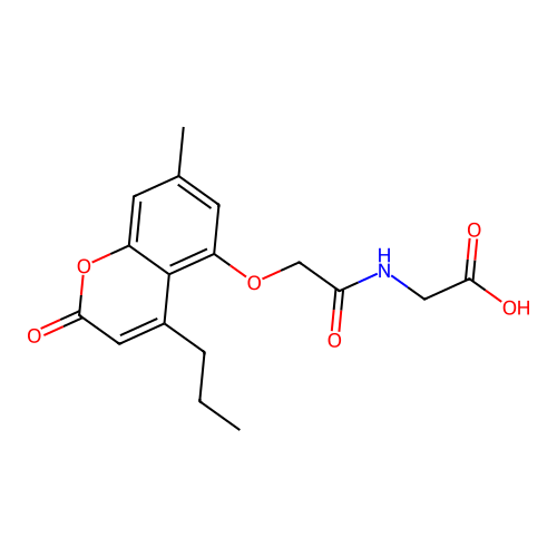 N-{[(7-methyl-2-oxo-4-propyl-2H-chromen-5-yl)oxy]acetyl}glycine structure