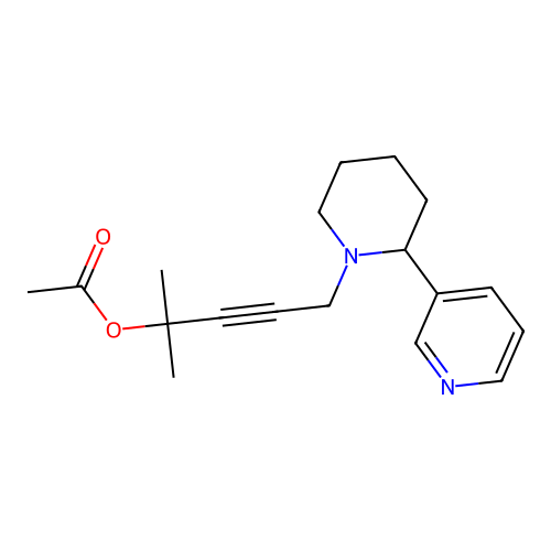 2-Methyl-5-(2-(pyridin-3-yl)piperidin-1-yl)pent-3-yn-2-yl acetate structure