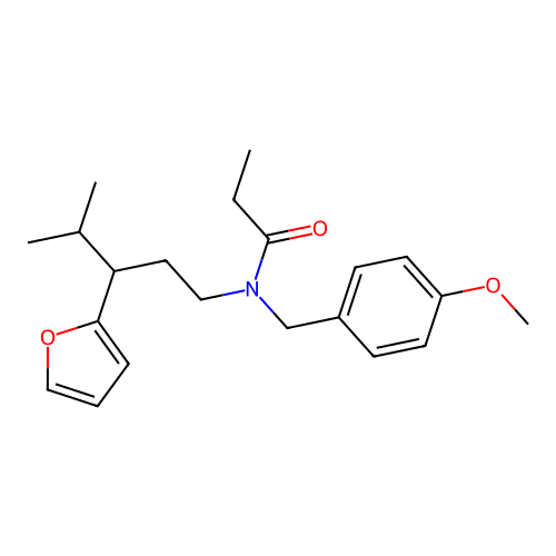 N-(3-(furan-2-yl)-4-methylpentyl)-N-(4-methoxybenzyl)propionamide structure