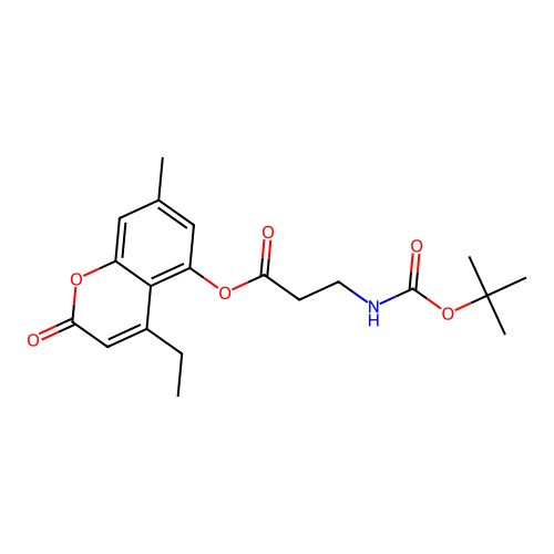 4-ethyl-7-methyl-2-oxo-2H-chromen-5-yl 3-((tert-butoxycarbonyl)amino)propanoate structure