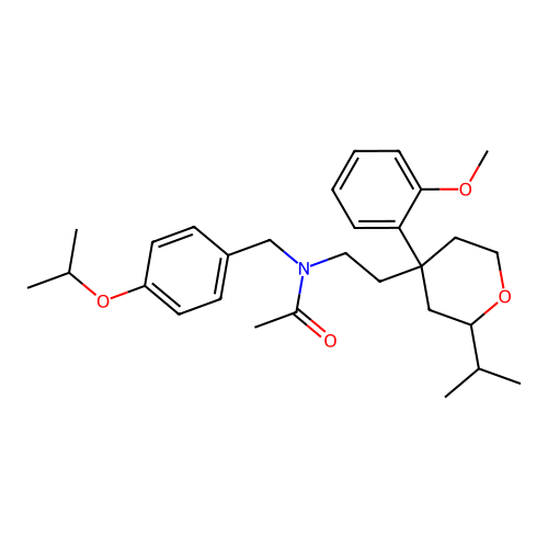 N-(4-isopropoxybenzyl)-N-(2-(2-isopropyl-4-(2-methoxyphenyl)tetrahydro-2H-pyran-4-yl)ethyl)acetamide structure