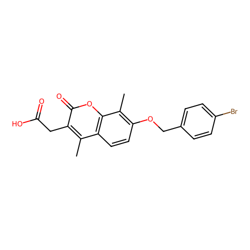 {7-[(4-bromobenzyl)oxy]-4,8-dimethyl-2-oxo-2H-chromen-3-yl}acetic acid structure