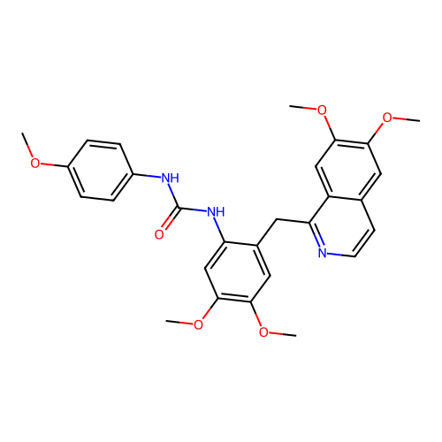 1-(2-((6,7-dimethoxyisoquinolin-1-yl)methyl)-4,5-dimethoxyphenyl)-3-(4-methoxyphenyl)urea structure