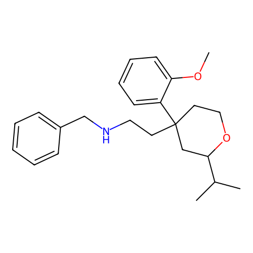 N-benzyl-2-(2-isopropyl-4-(2-methoxyphenyl)tetrahydro-2H-pyran-4-yl)ethanamine structure