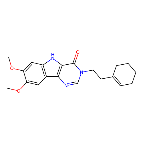 3-(2-(cyclohex-1-en-1-yl)ethyl)-7,8-dimethoxy-3H-pyrimido[5,4-b]indol-4(5H)-one structure