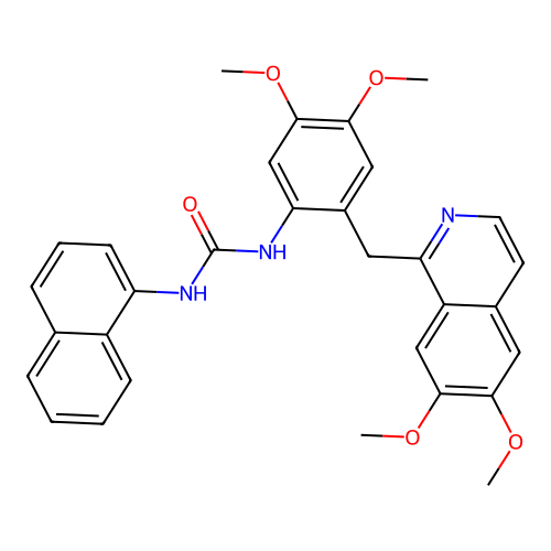 1-(2-((6,7-dimethoxyisoquinolin-1-yl)methyl)-4,5-dimethoxyphenyl)-3-(naphthalen-1-yl)urea structure