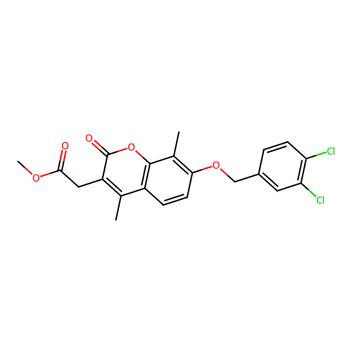 methyl {7-[(3,4-dichlorobenzyl)oxy]-4,8-dimethyl-2-oxo-2H-chromen-3-yl}acetate structure