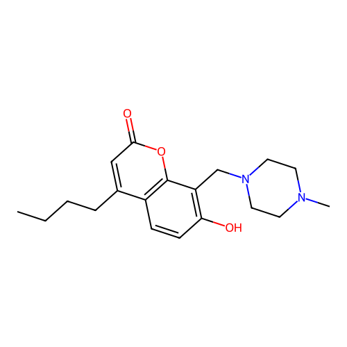 4-butyl-7-hydroxy-8-[(4-methylpiperazin-1-yl)methyl]-2H-chromen-2-one structure