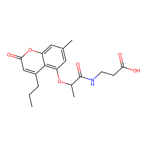 3-(2-((7-methyl-2-oxo-4-propyl-2H-chromen-5-yl)oxy)propanamido)propanoic acid structure