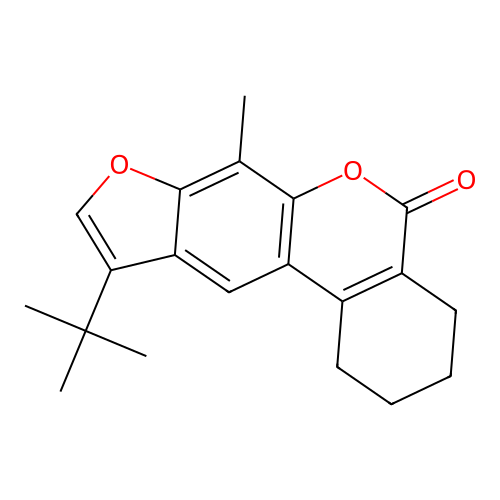 10-tert-butyl-7-methyl-1,2,3,4-tetrahydro-5H-benzo[c]furo[3,2-g]chromen-5-one structure