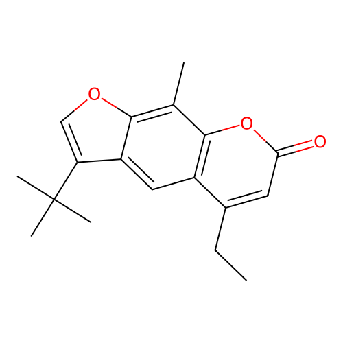 3-tert-butyl-5-ethyl-9-methyl-7H-furo[3,2-g]chromen-7-one structure