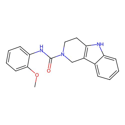 N-(2-methoxyphenyl)-3,4-dihydro-1H-pyrido[4,3-b]indole-2(5H)-carboxamide structure