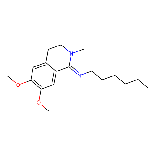 (Z)-N-(6,7-dimethoxy-2-methyl-3,4-dihydroisoquinolin-1(2H)-ylidene)hexan-1-amine structure