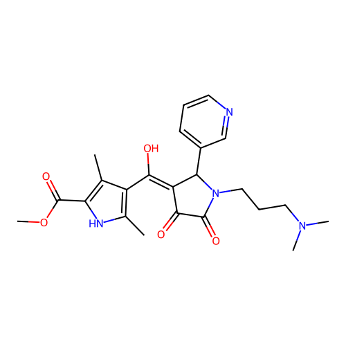 methyl 4-[[1-[3-(dimethylamino)propyl]-4,5-dioxo-2-pyridin-3-ylpyrrolidin-3-ylidene]-hydroxymethyl]-3,5-dimethyl-1H-pyrrole-2-carboxylate structure