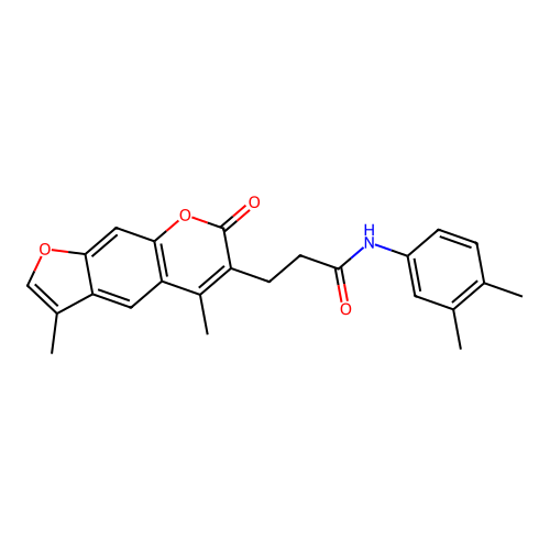 3-(3,5-dimethyl-7-oxo-7H-furo[3,2-g]chromen-6-yl)-N-(3,4-dimethylphenyl)propanamide structure
