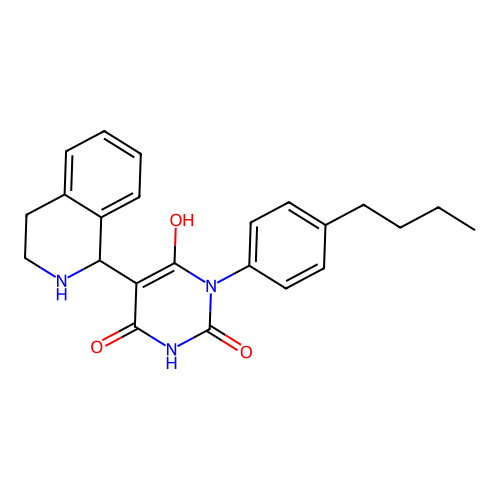 3-(4-butylphenyl)-6-hydroxy-5-(1,2,3,4-tetrahydroisoquinolin-1-yl)pyrimidine-2,4(1H,3H)-dione structure