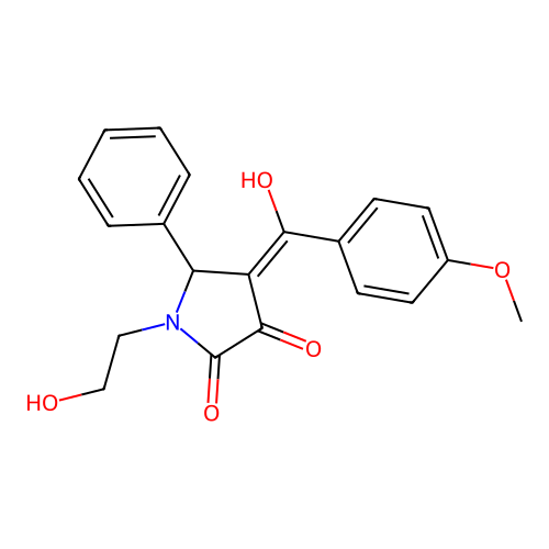 3-hydroxy-1-(2-hydroxyethyl)-4-(4-methoxybenzoyl)-5-phenyl-1H-pyrrol-2(5H)-one structure