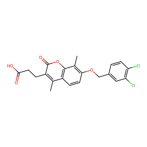 3-{7-[(3,4-dichlorobenzyl)oxy]-4,8-dimethyl-2-oxo-2H-chromen-3-yl}propanoic acid structure