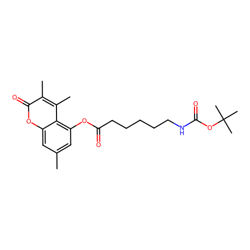 3,4,7-trimethyl-2-oxo-2H-chromen-5-yl 6-((tert-butoxycarbonyl)amino)hexanoate structure