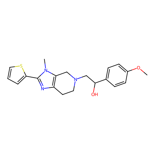 1-(4-methoxyphenyl)-2-(3-methyl-2-(thiophen-2-yl)-6,7-dihydro-3H-imidazo[4,5-c]pyridin-5(4H)-yl)ethanol structure