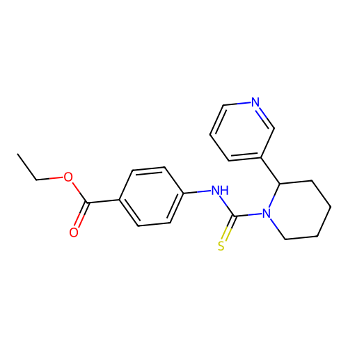 Ethyl 4-(2-(pyridin-3-yl)piperidine-1-carbothioamido)benzoate structure