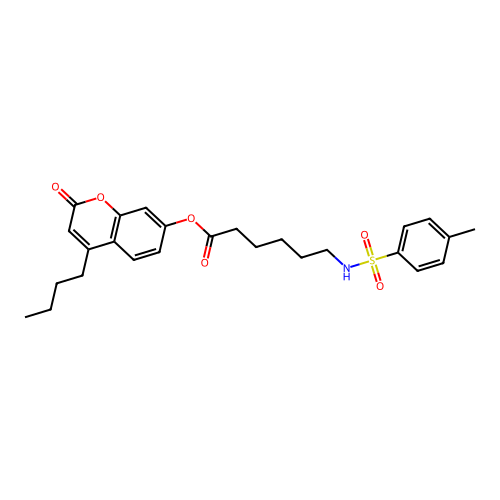 4-butyl-2-oxo-2H-chromen-7-yl 6-(4-methylphenylsulfonamido)hexanoate structure
