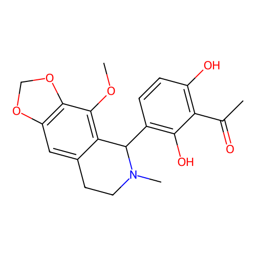 1-(2,6-dihydroxy-3-(4-methoxy-6-methyl-5,6,7,8-tetrahydro-[1,3]dioxolo[4,5-g]isoquinolin-5-yl)phenyl)ethanone structure