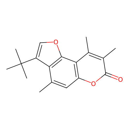 3-tert-butyl-4,8,9-trimethyl-7H-furo[2,3-f]chromen-7-one structure