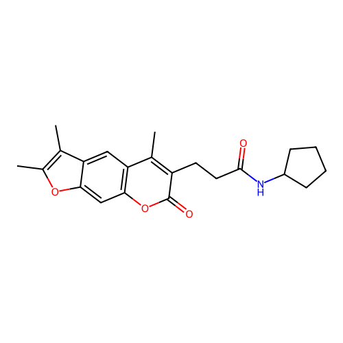 N-cyclopentyl-3-(2,3,5-trimethyl-7-oxo-7H-furo[3,2-g]chromen-6-yl)propanamide structure