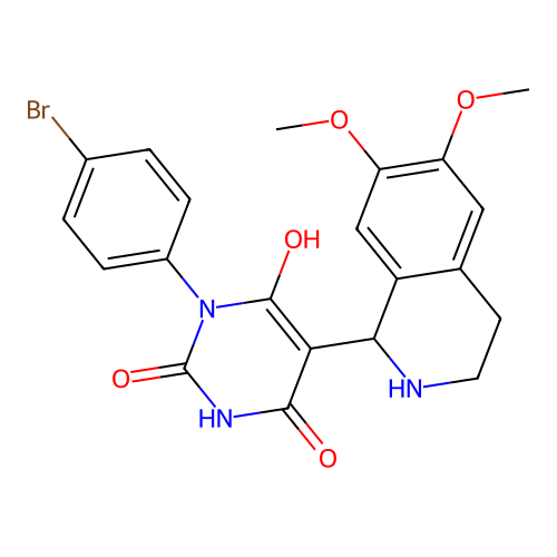3-(4-bromophenyl)-5-(6,7-dimethoxy-1,2,3,4-tetrahydroisoquinolin-1-yl)-6-hydroxypyrimidine-2,4(1H,3H)-dione structure