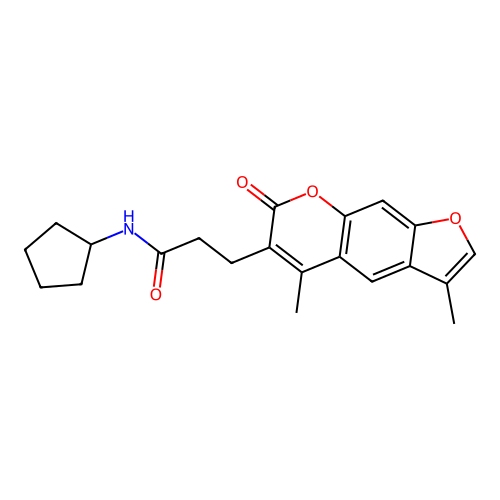 N-cyclopentyl-3-(3,5-dimethyl-7-oxo-7H-furo[3,2-g]chromen-6-yl)propanamide structure