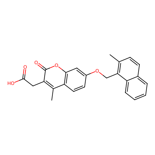 {4-methyl-7-[(2-methylnaphthalen-1-yl)methoxy]-2-oxo-2H-chromen-3-yl}acetic acid structure