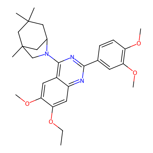 2-(3,4-dimethoxyphenyl)-7-ethoxy-6-methoxy-4-(1,3,3-trimethyl-6-azabicyclo[3.2.1]oct-6-yl)quinazoline structure