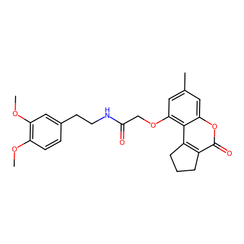 N-(3,4-dimethoxyphenethyl)-2-((7-methyl-4-oxo-1,2,3,4-tetrahydrocyclopenta[c]chromen-9-yl)oxy)acetamide structure